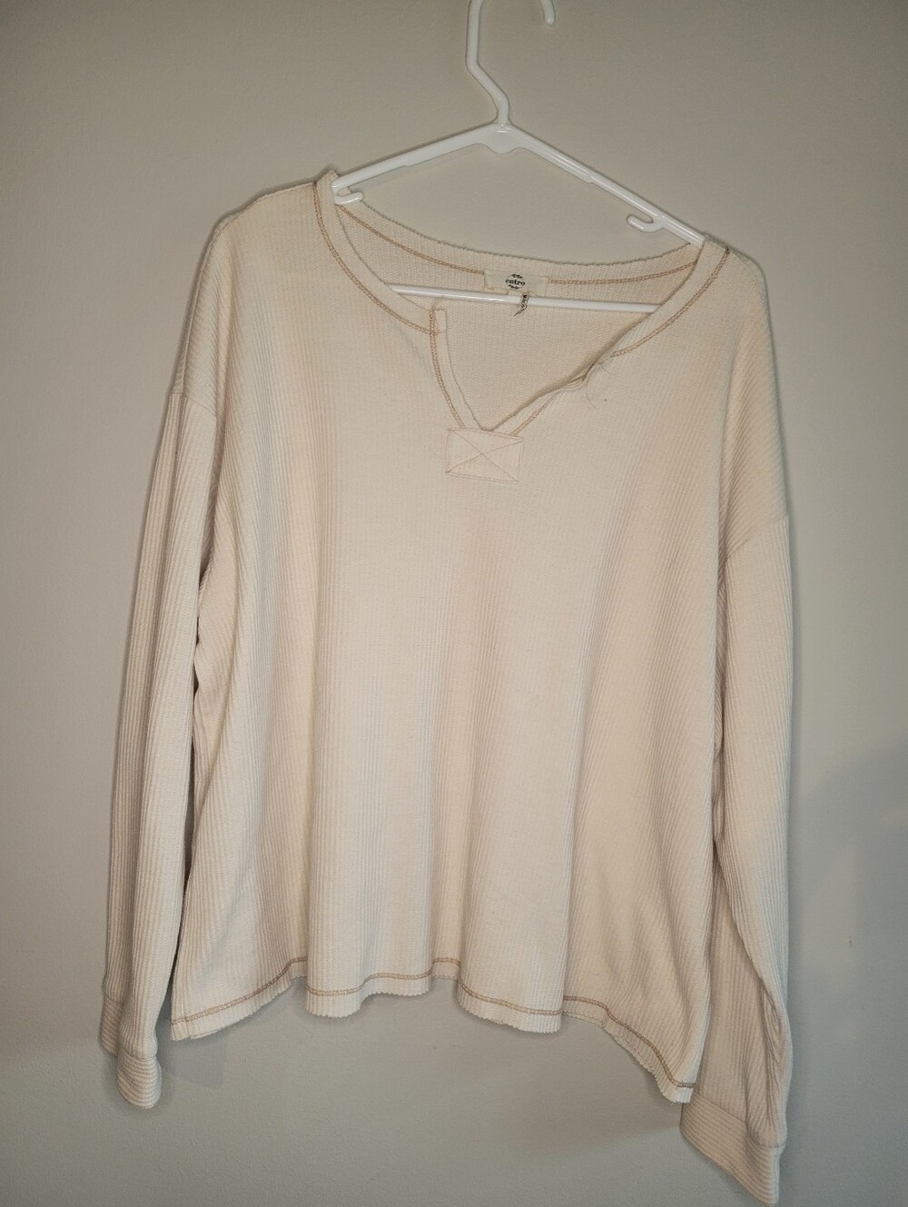 Entro Cream Waffle Long Sleeve Top